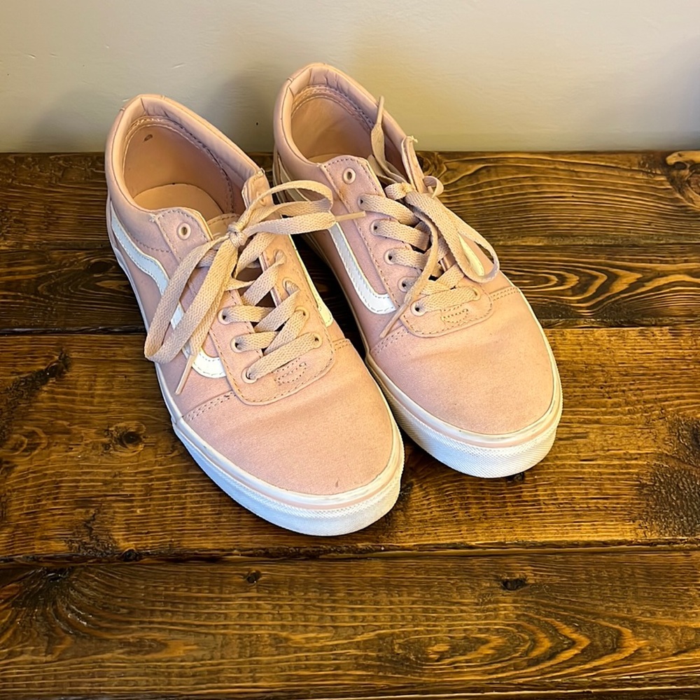 Gently worn blush pink low top vans
